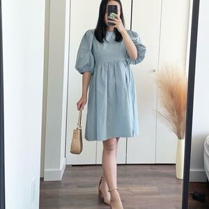 Cotton Poplin Puff Sleeve Dress S